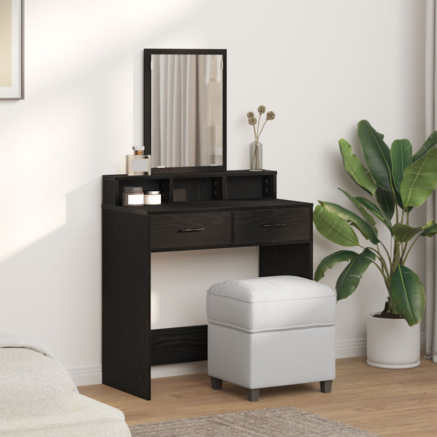Kaptafel Mdf En Glas Kaptafel 79 x 41 x 140 cm Zwart eiken