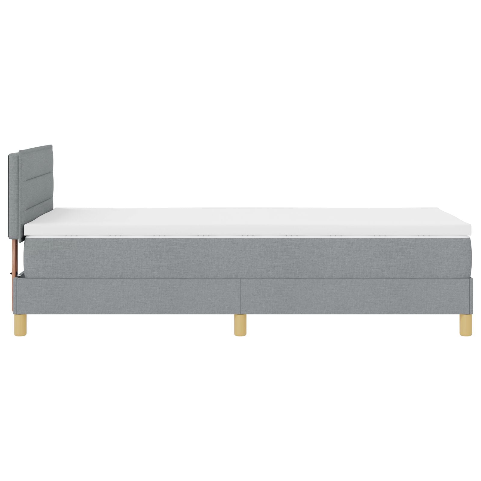 Boxspring Bed Met Matras Stof Lichtgrijs 90 x 200 cm Lijnen ontwerp