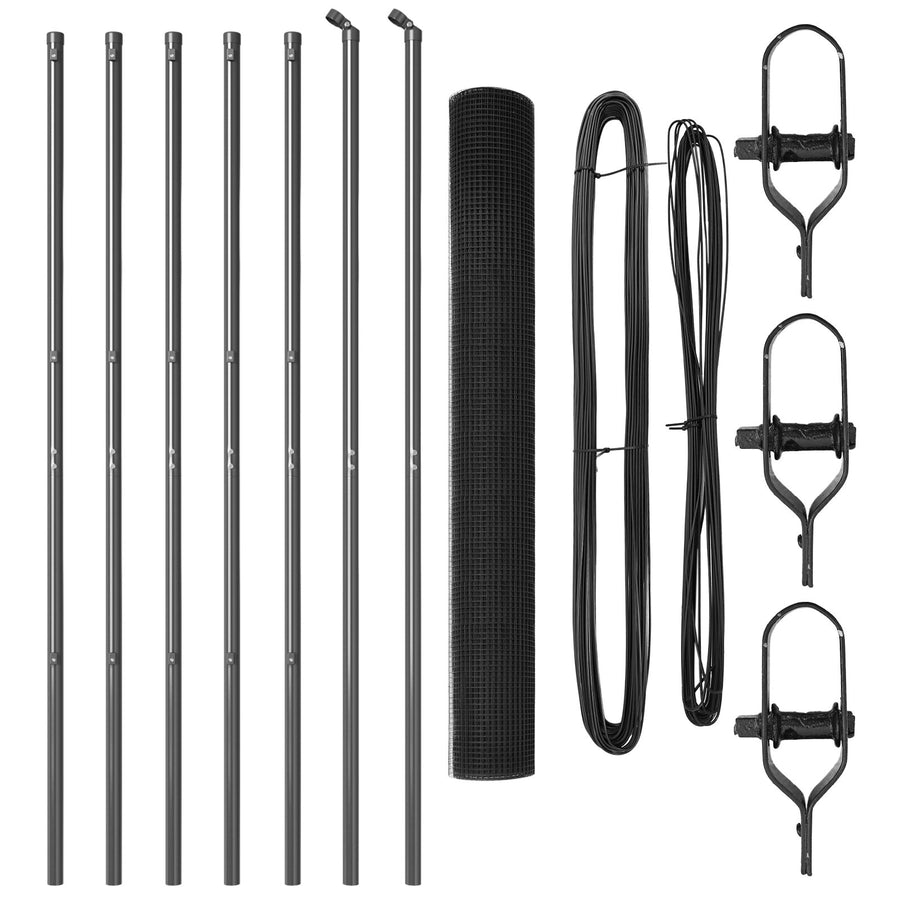 Grijze Schuttingpaal Set Set Van 2 Grijs Metaal 10 X 1 M Gegalvaniseerd Staal