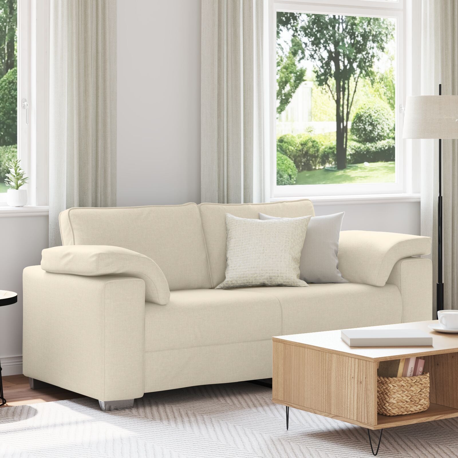 Bank Beige Polyester Afneembare Hoezen Bank 2.5-Zits
