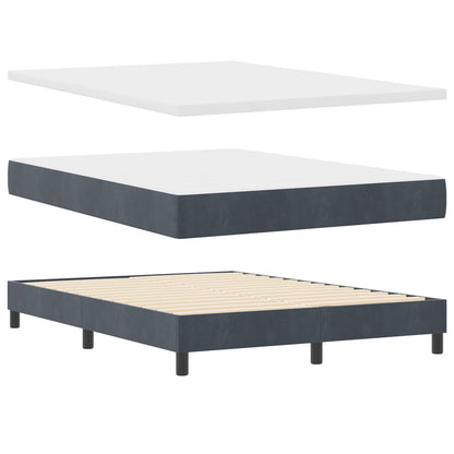 Boxspring Bed Met Matras Donkergrijs 160X200 Cm Van Fluweel Blauw