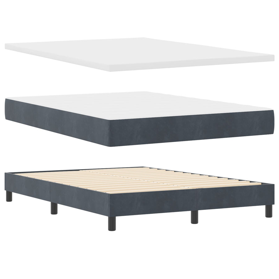 Boxspring Bed Met Matras Donkergrijs 160X200 Cm Van Fluweel Blauw