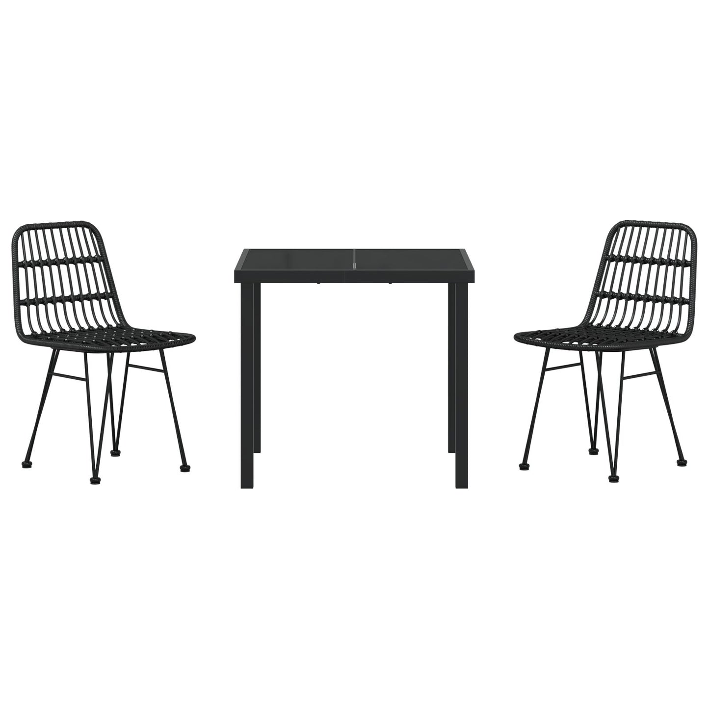 3-Delige Tuin Eettafel Set Zwarte Poly Rattan