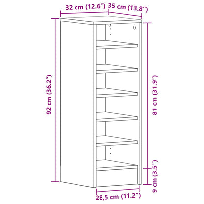 Schoenenkast 31,5X35X90 Cm Gelaagd Hout Zwart eiken 32 x 35 x 92 cm