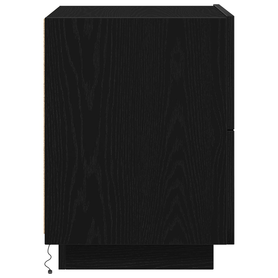 Nachtkastjes Met Led-Verlichting 2 Stuks Zwart Eiken 45X40X55 Cm