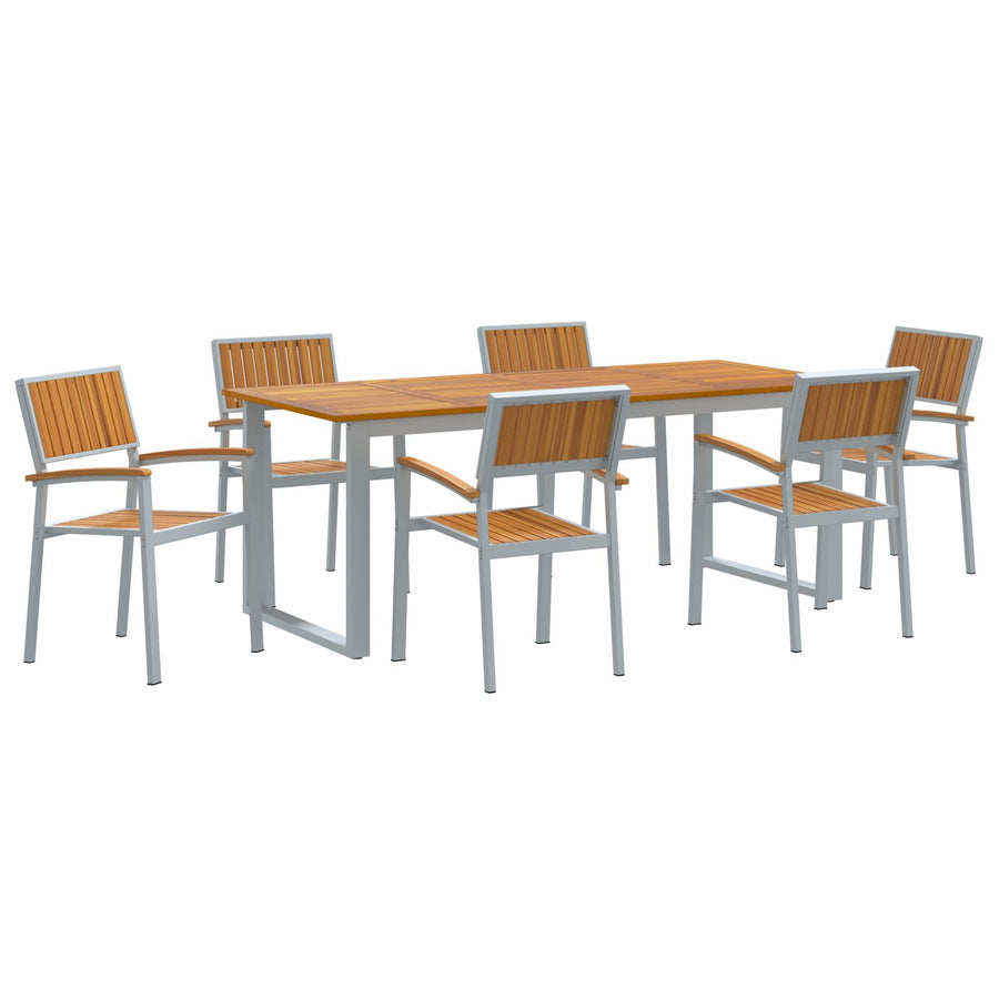 Tuin Eettafel Set Set Van 7 Grijs Aluminium Duurzaam