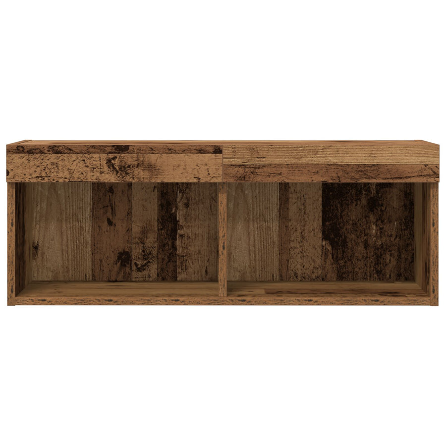 Tv Wandkasten Met Led-Verlichting 2 Stuks Oud Hout Oude Hout