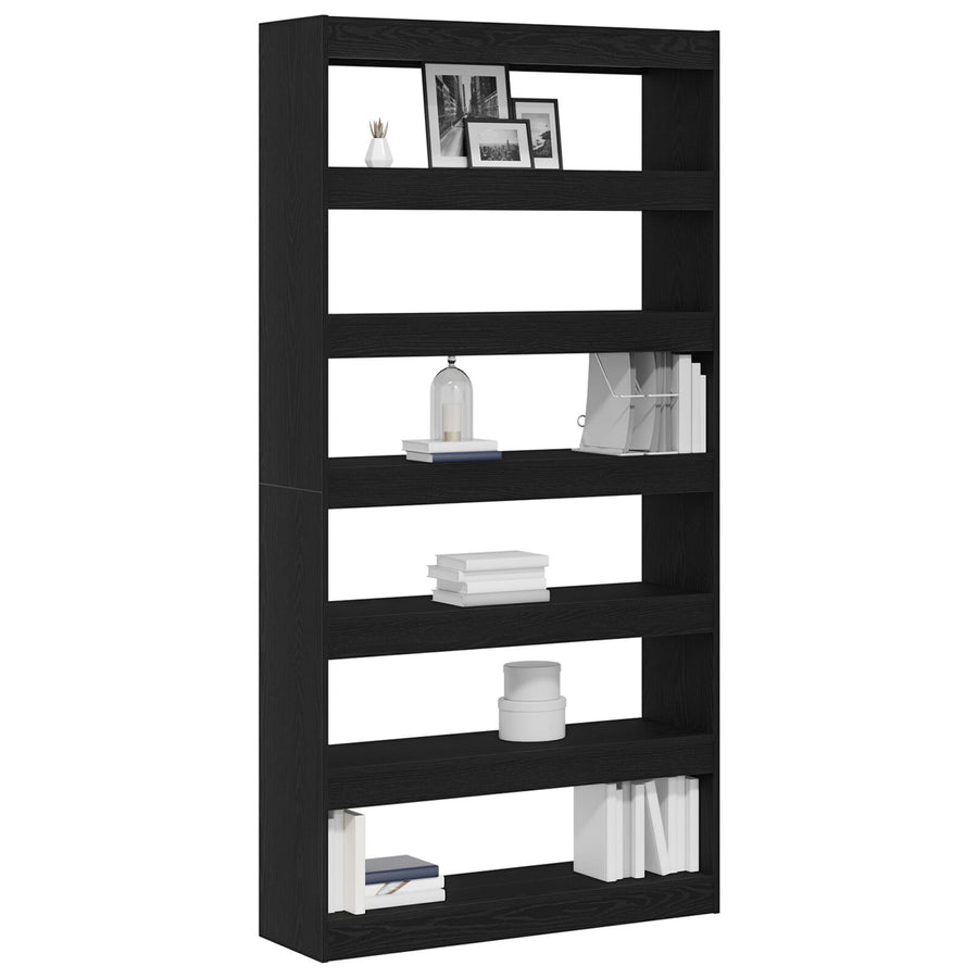 Boekenkast Zwart Eiken Bewerkt Hout 100 X 30 X 198 Cm Planken