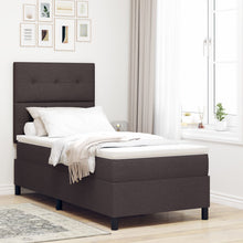 Boxspringbed Met Matras Eenpersoons Stof Donkerbruin 90 x 190 cm Knop tufted