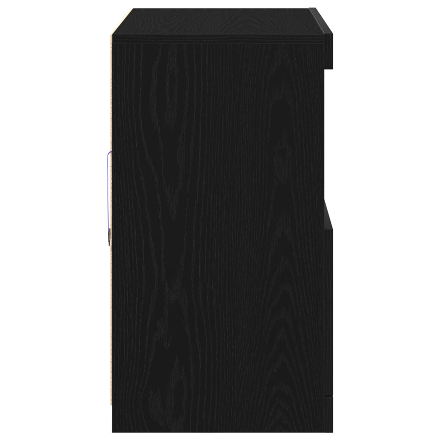 Dressoir Met Led Verlichting 81X37X67 Cm Zwart eiken