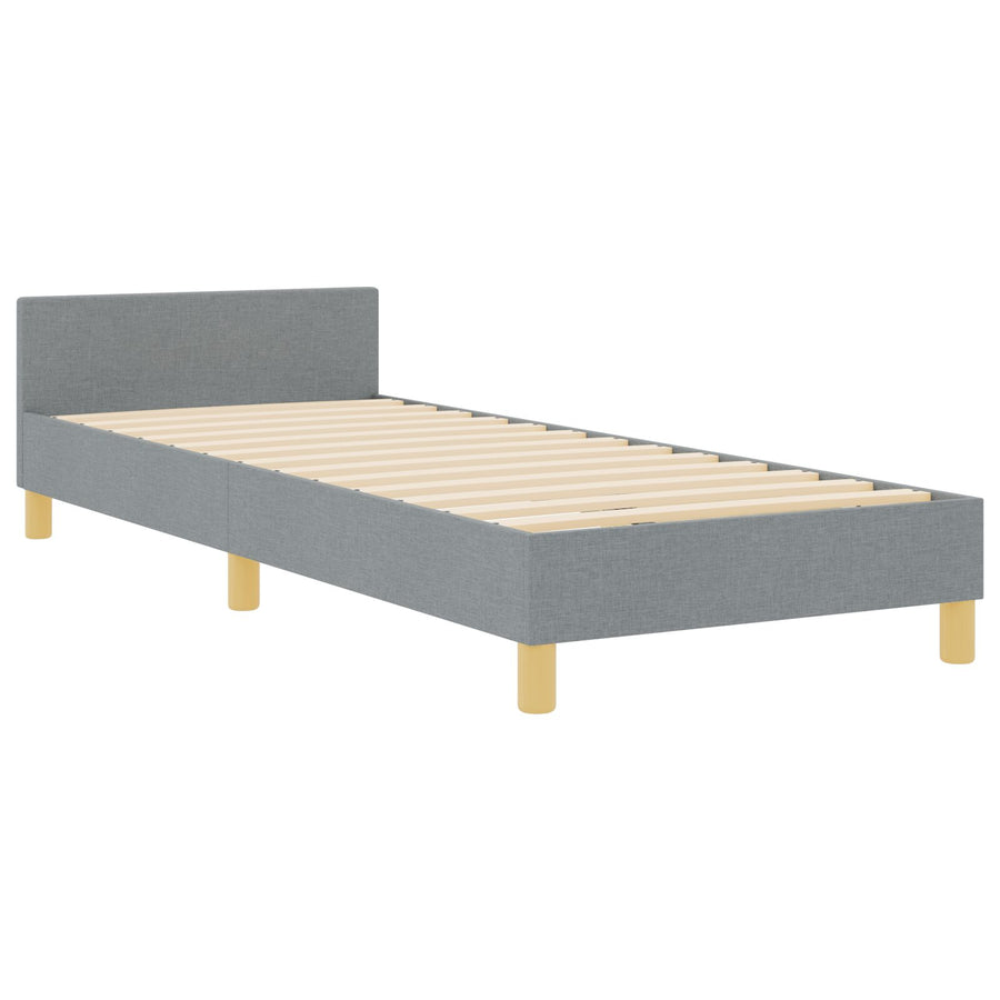 Bed Frame Licht Grijs 80X200 Cm Stof Crème