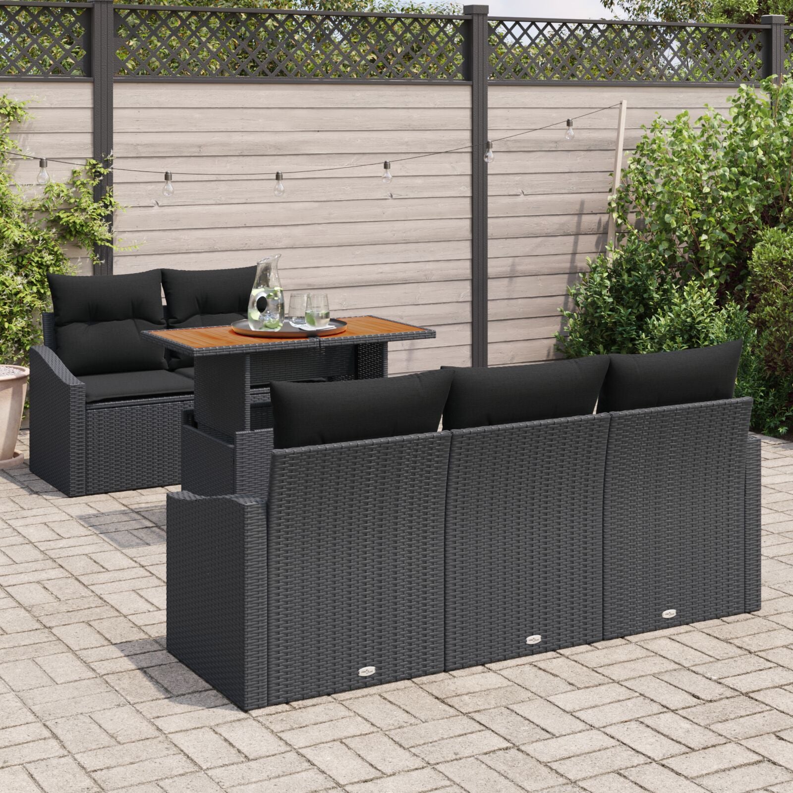 Set Van 4 Donkergrijs Rattan, Staal, Stof Medium Modulaire