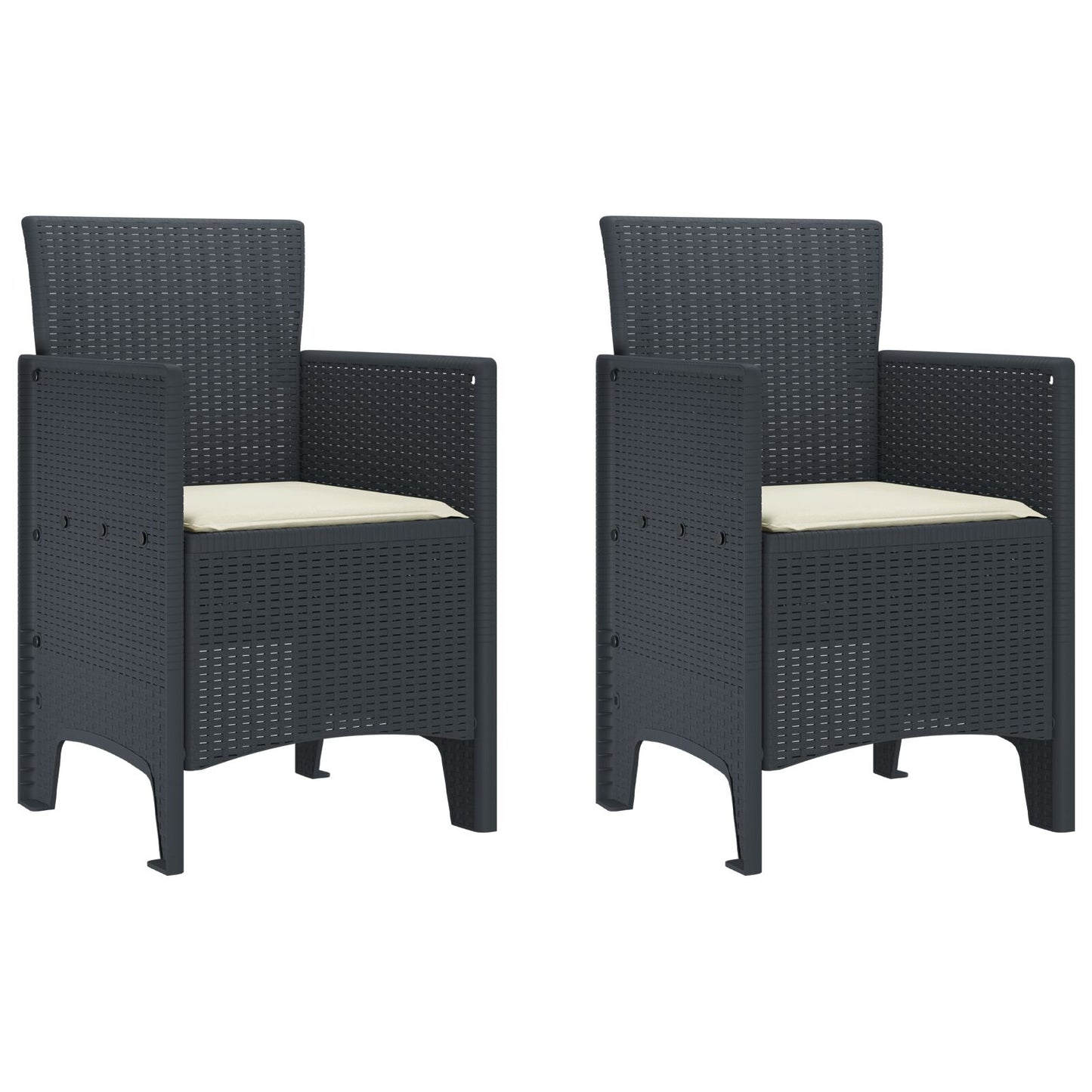 Tuinstoel Set Van 2 , Plastic Rattan Crème wit Anthraciet