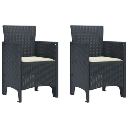 Tuinstoel Set Van 2 , Plastic Rattan Crème wit Anthraciet