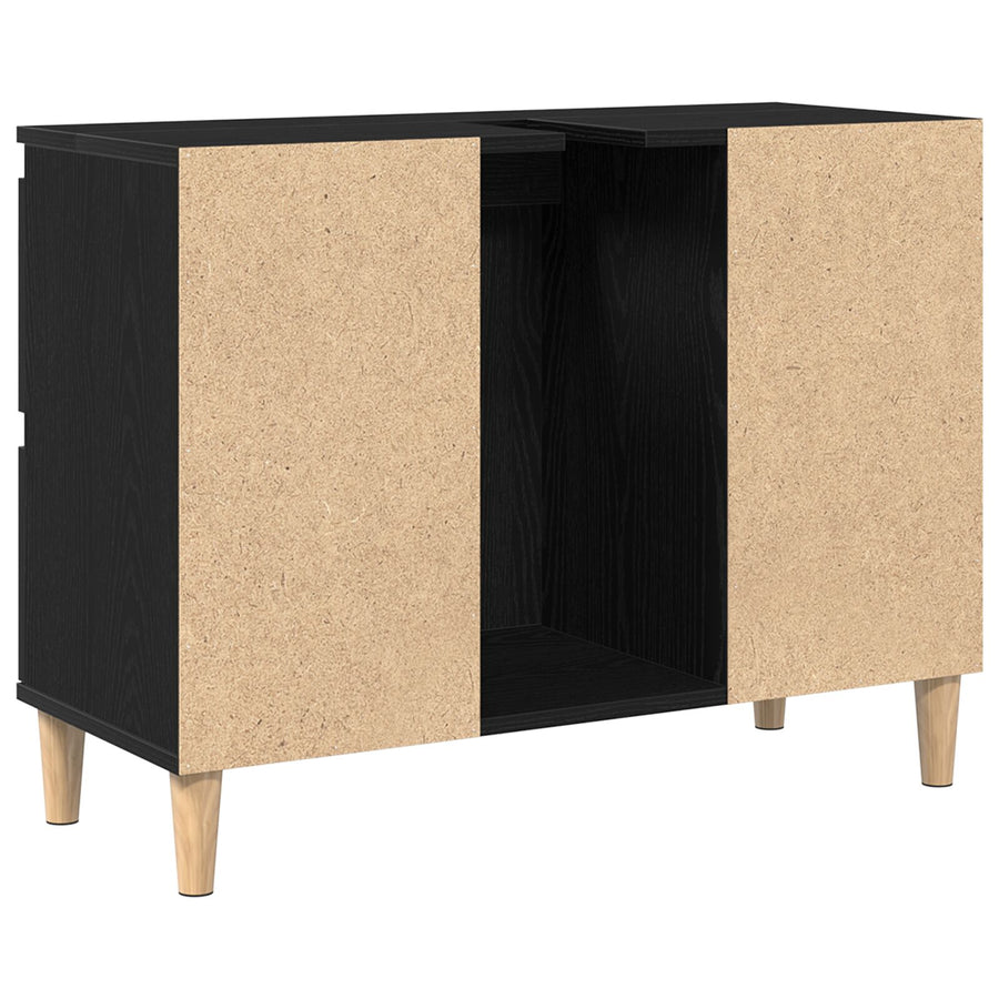 Waskast 80X33X60 Cm Geengineerd Hout Zwart eiken