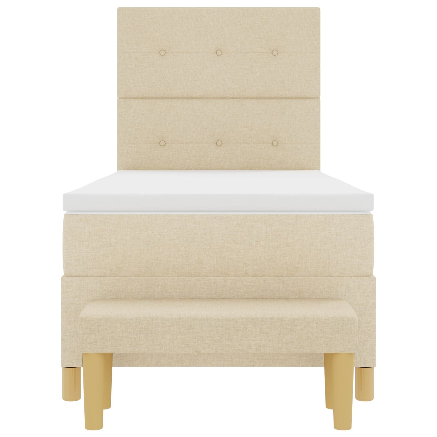Boxspringbed Met Matras & Bank Stof Crème 90 x 190 cm Geplooid