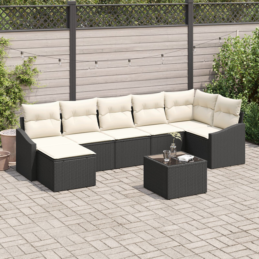 7-Delige Tuindining Set Met Kussens Bruin Poly Rattan