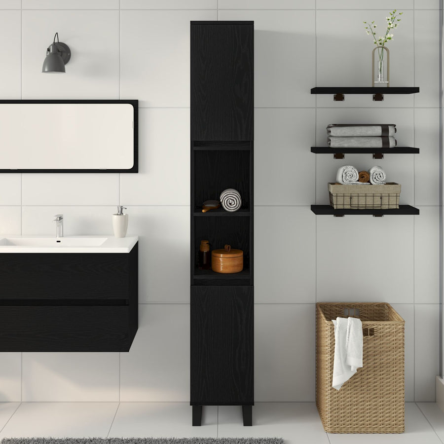 Badkamerkast 30X30X190 Cm Engineered Wood Zwart eiken