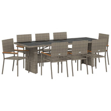 9-Delige Tuin Eethoekset Grijs Poly Rattan Wit