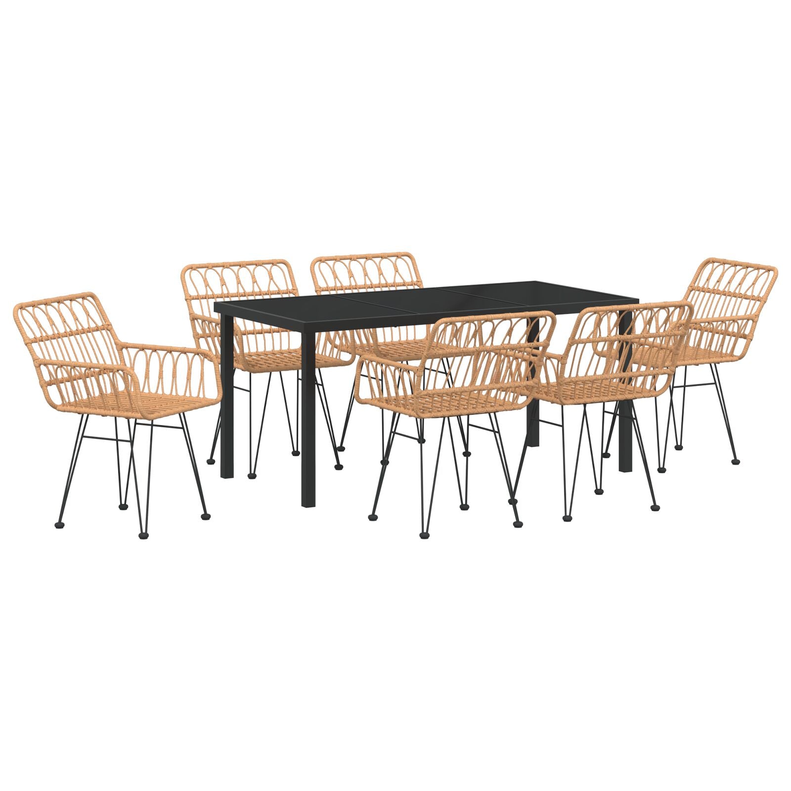 7-Persoons Tuin Eetset Bruin Poly Riet