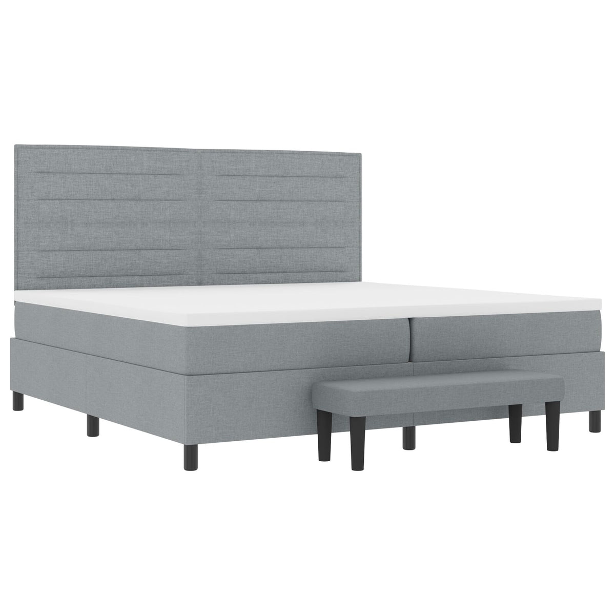 Boxspring Bed Met Matras & Bank Stof Lichtgrijs 200 x 200 cm Lijnen ontwerp