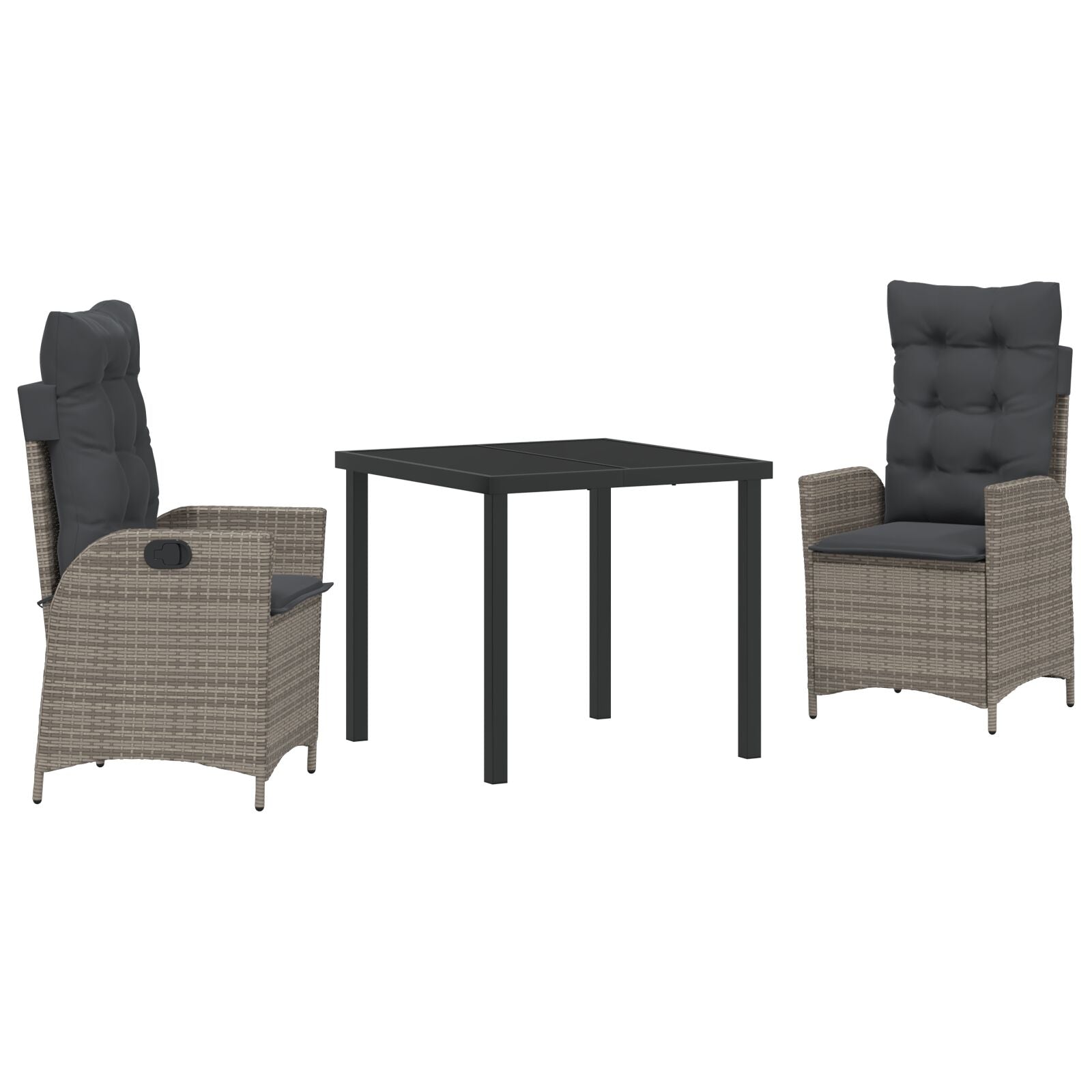 Set Van 2 Grijs Pe Rattan Standaard Afneembare Hoezen