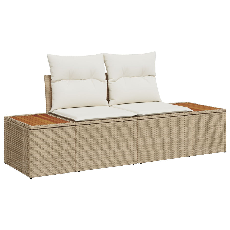 2-Persoons Tuin Sofa Met Kussens Poly Rattan Beige en crème zonder opbergruimte