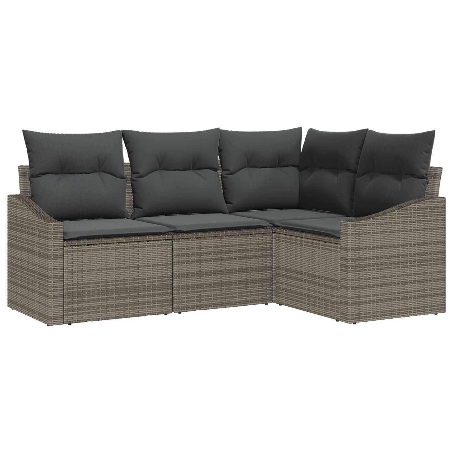 4-Delige Tuin Sofa Set Met Kussens Grijs Poly Rattan