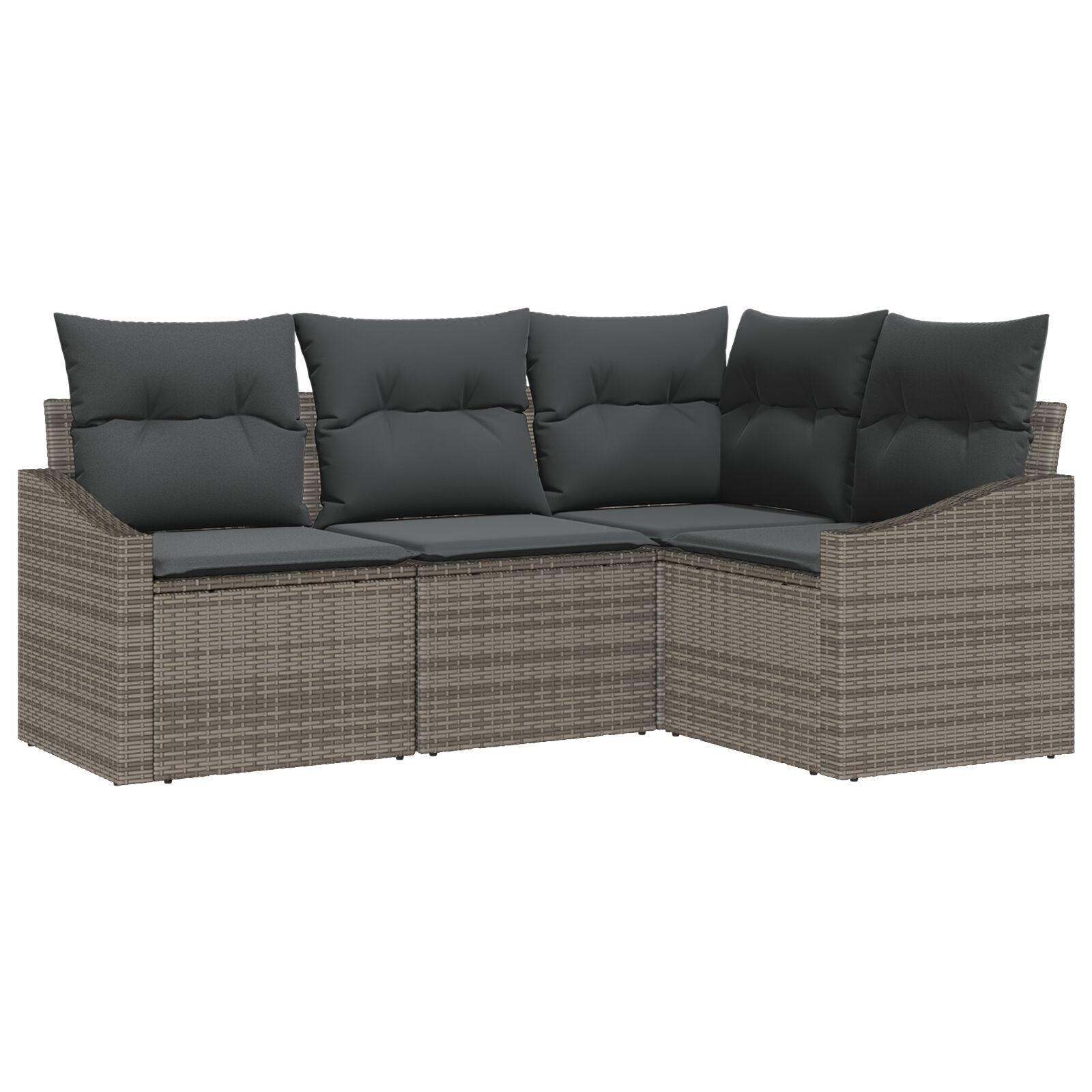 4-Delige Tuin Sofa Set Met Kussens Grijs Poly Rattan