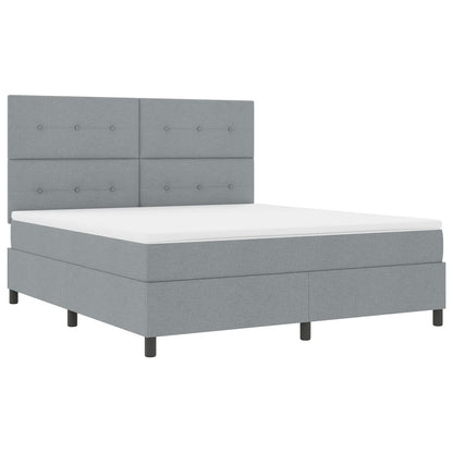 Boxspringbed Met Matras Lichte Grijs Super King Stof Lichtgrijs 180 x 200 cm Knop-geknopt