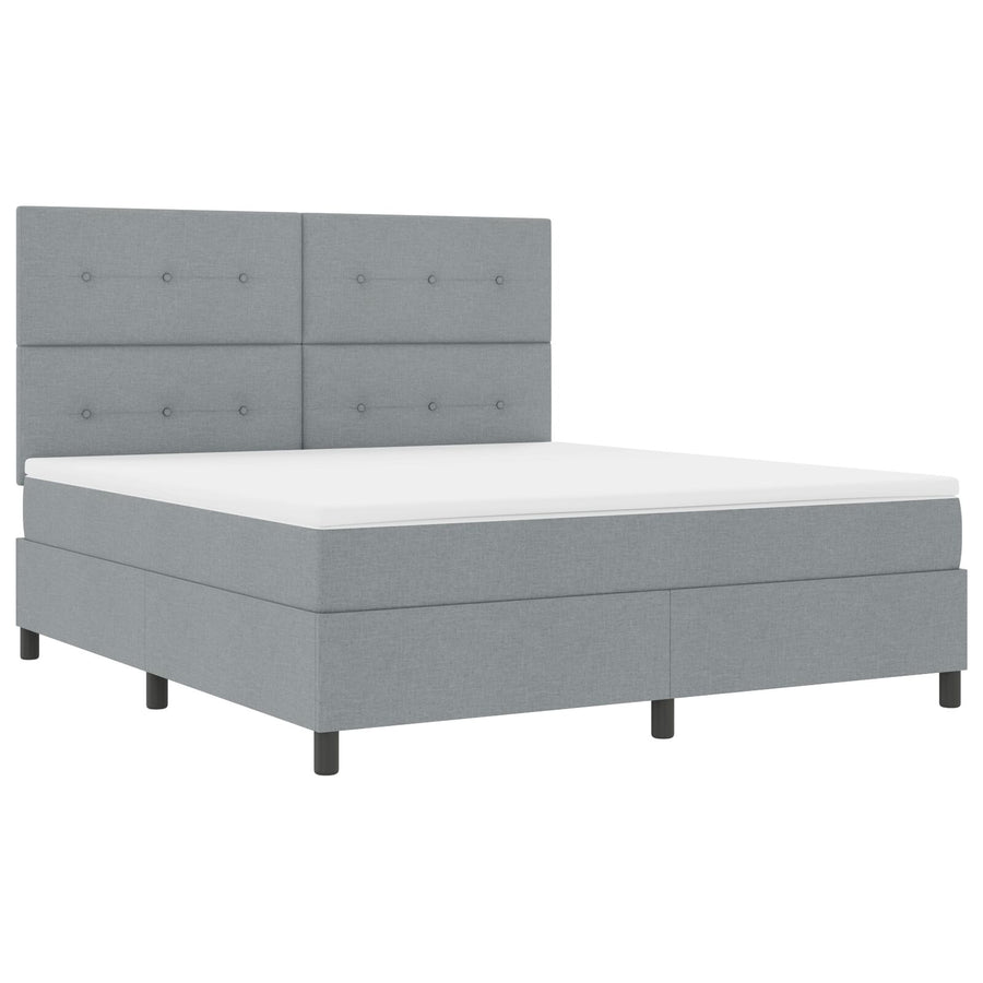Boxspringbed Met Matras Lichte Grijs Super King Stof Lichtgrijs 180 x 200 cm Knop-geknopt
