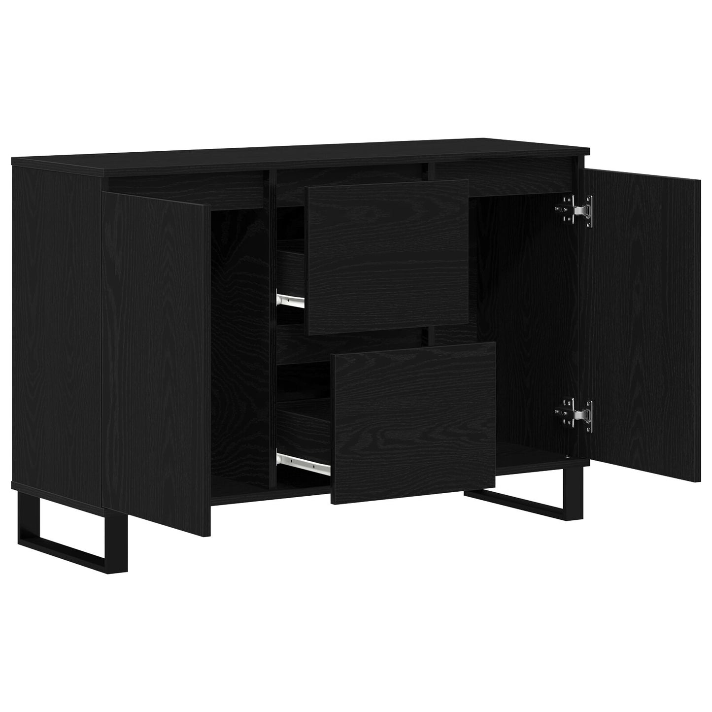 Dressoir Zwart Eiken 104X35X70 Cm Gelaagd Hout