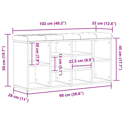 Opbergbank 100X30X48 Cm Engineered Wood 102 x 32 x 48 cm Zwart eiken