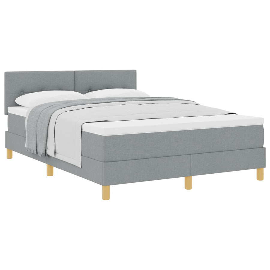 Boxspringbed Met Matras Stof Lichtgrijs 140 x 200 cm Knopen tufted