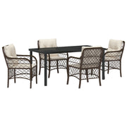 Tuin eettafelset poly rattan bruin 4 personen