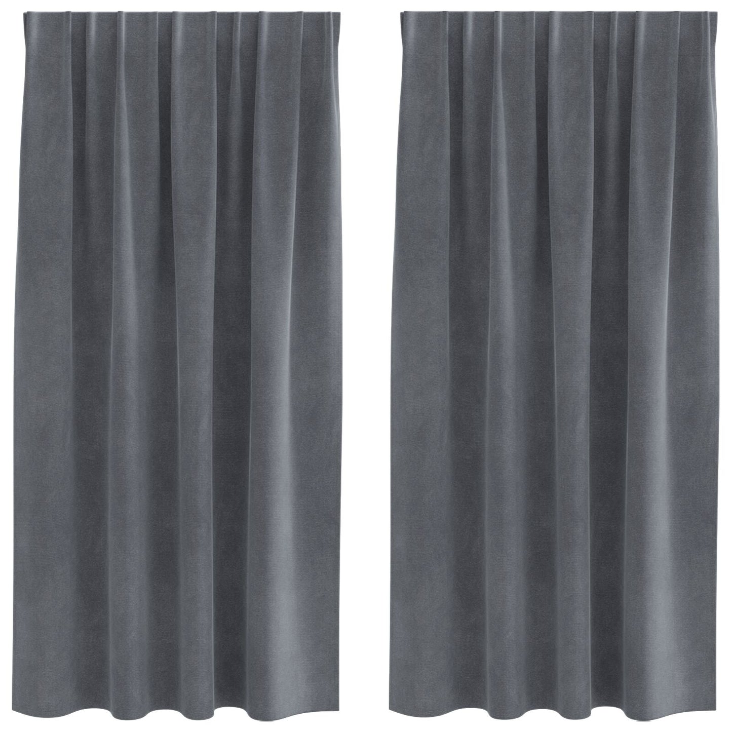 Zwart-Out Gordijnen Met Top Tape 2 Stuks Fluweel Super Lichtgrijs 140 x 175 cm met genaaide tape
