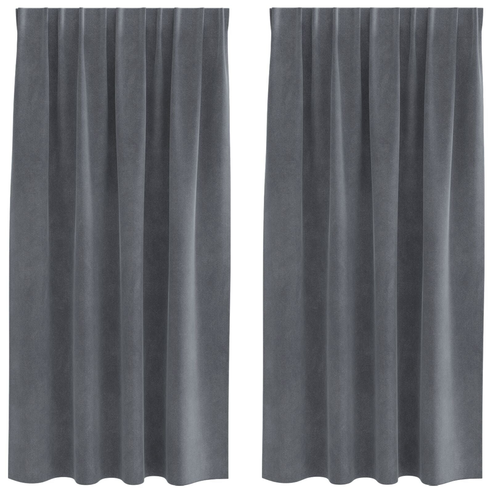 Zwart-Out Gordijnen Met Top Tape 2 Stuks Fluweel Super Lichtgrijs 140 x 175 cm met genaaide tape