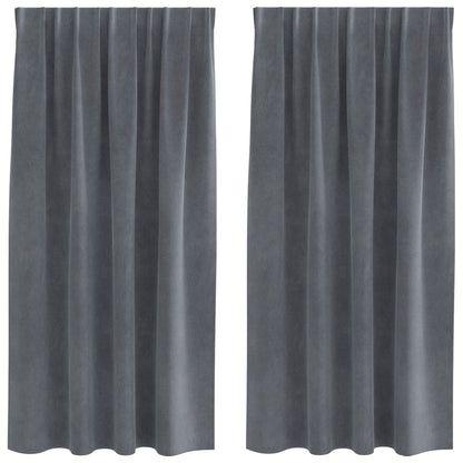 Zwart-Out Gordijnen Met Top Tape 2 Stuks Fluweel Super Lichtgrijs 140 x 175 cm met genaaide tape