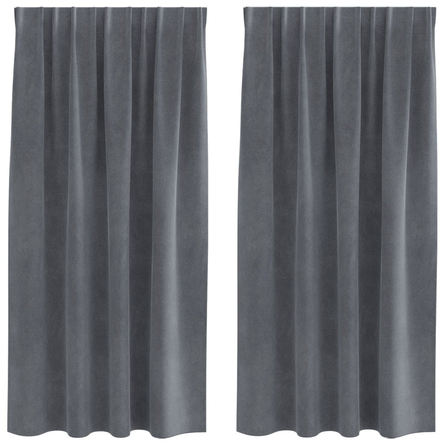 Zwart-Out Gordijnen Met Top Tape 2 Stuks Fluweel Super Lichtgrijs 140 x 175 cm met genaaide tape