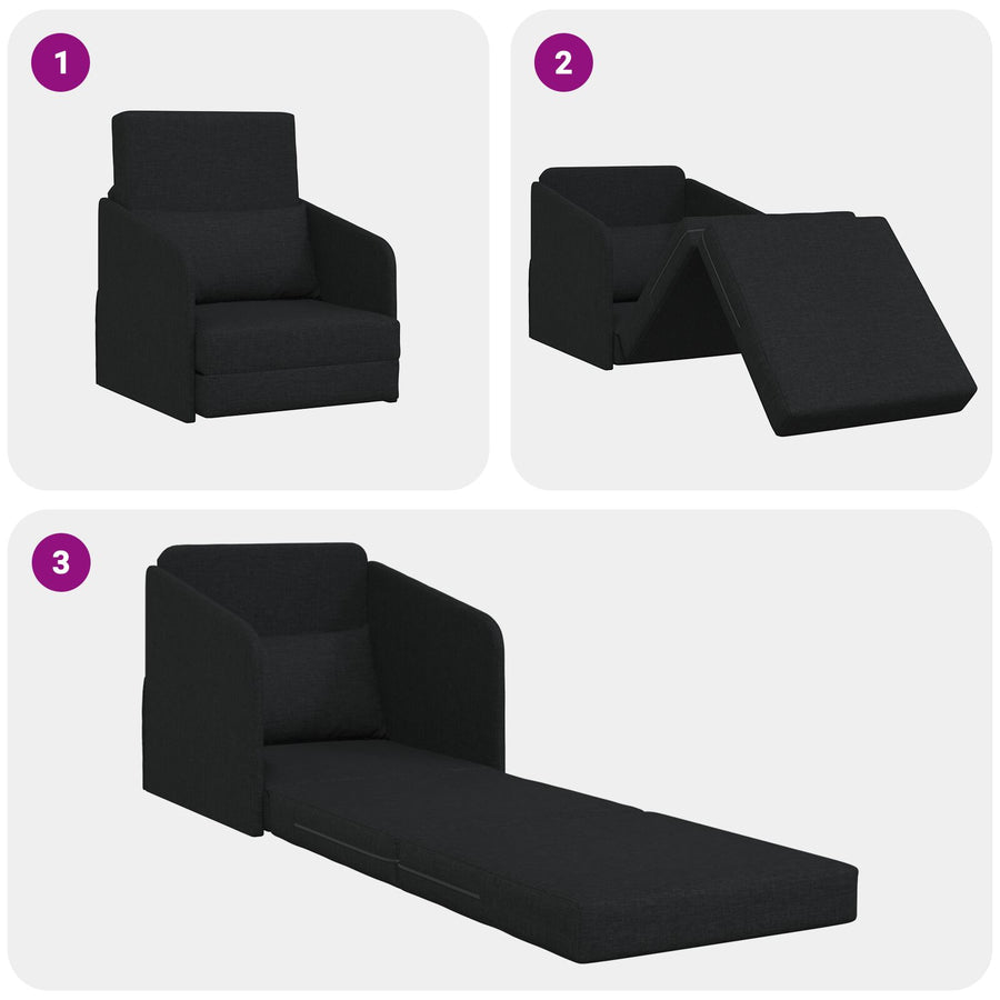 Vloersofa Bed 2-In-1 65X80X83 Cm Stof Zwart