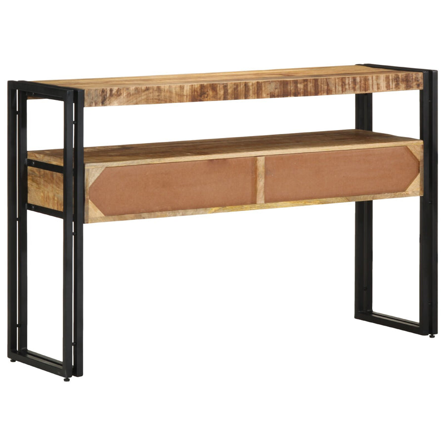 Eettafels Zwart Massief Mango Hout En Metaal 120 x 33 x 75 cm Massief ruw mangohout
