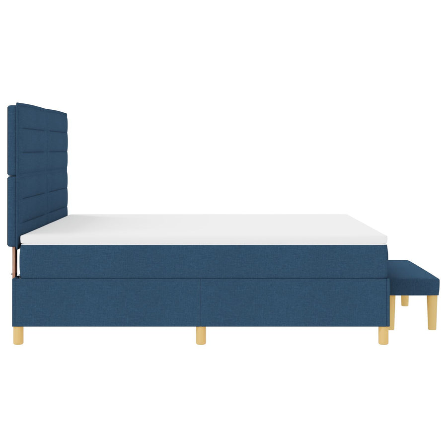 Boxspringbed Met Matras & Bank Blauw 180X200 Cm Stof Crème