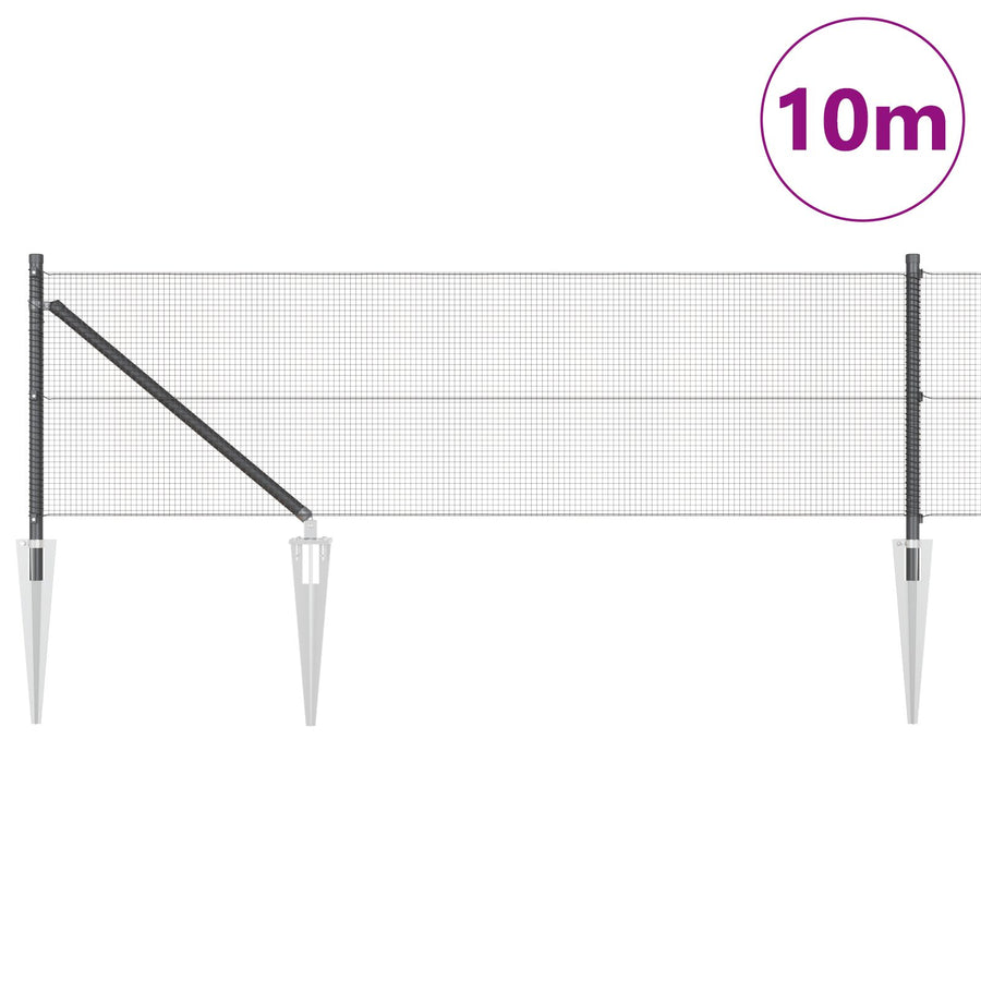 Gelaste Draadhek Met 7 Spike Palen Grijs 0.6X10 M Staal Gegalvaniseerd Staal