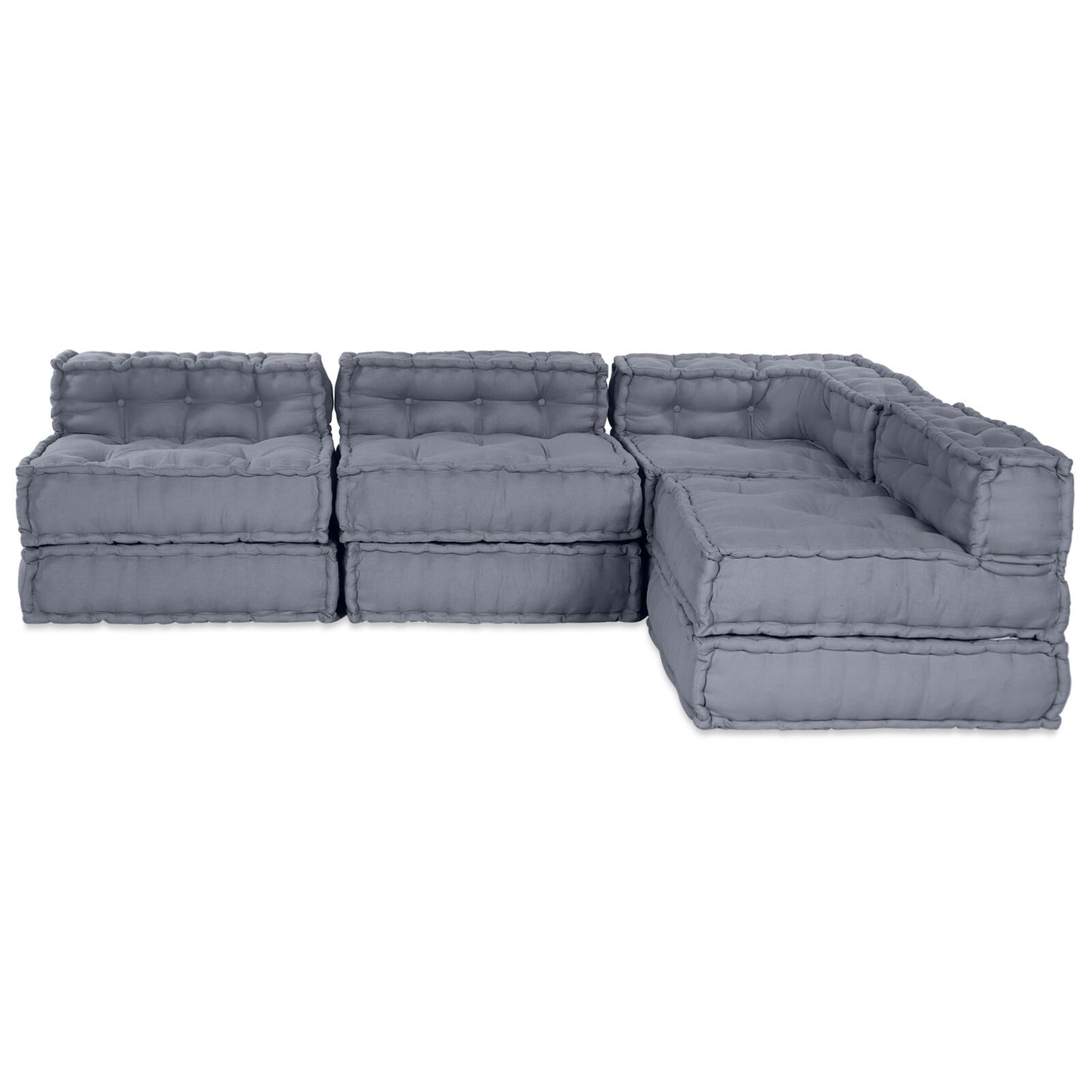 4-Persoons Modulaire Pouffe Bank Omkeerbaar Grijze Stof Grijs 70 x 70 x 54 cm 3x middelgrote + hoek