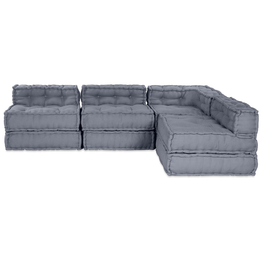 4-Persoons Modulaire Pouffe Bank Omkeerbaar Grijze Stof Grijs 70 x 70 x 54 cm 3x middelgrote + hoek