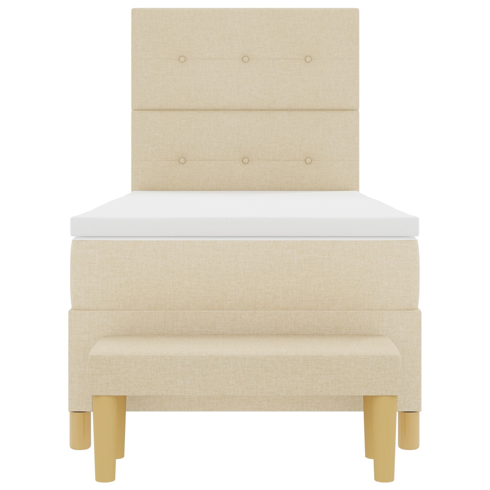 Boxspringbed Met Matras & Bank Stof Crème 100 x 200 cm Knoopjes