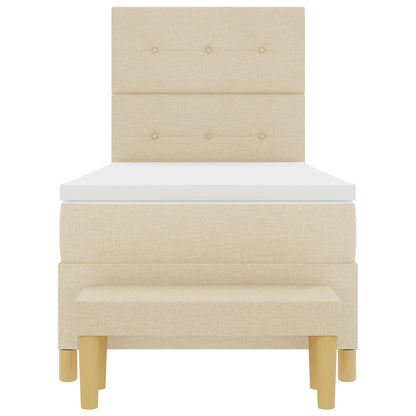Boxspringbed Met Matras & Bank Stof Crème 100 x 200 cm Knoopjes