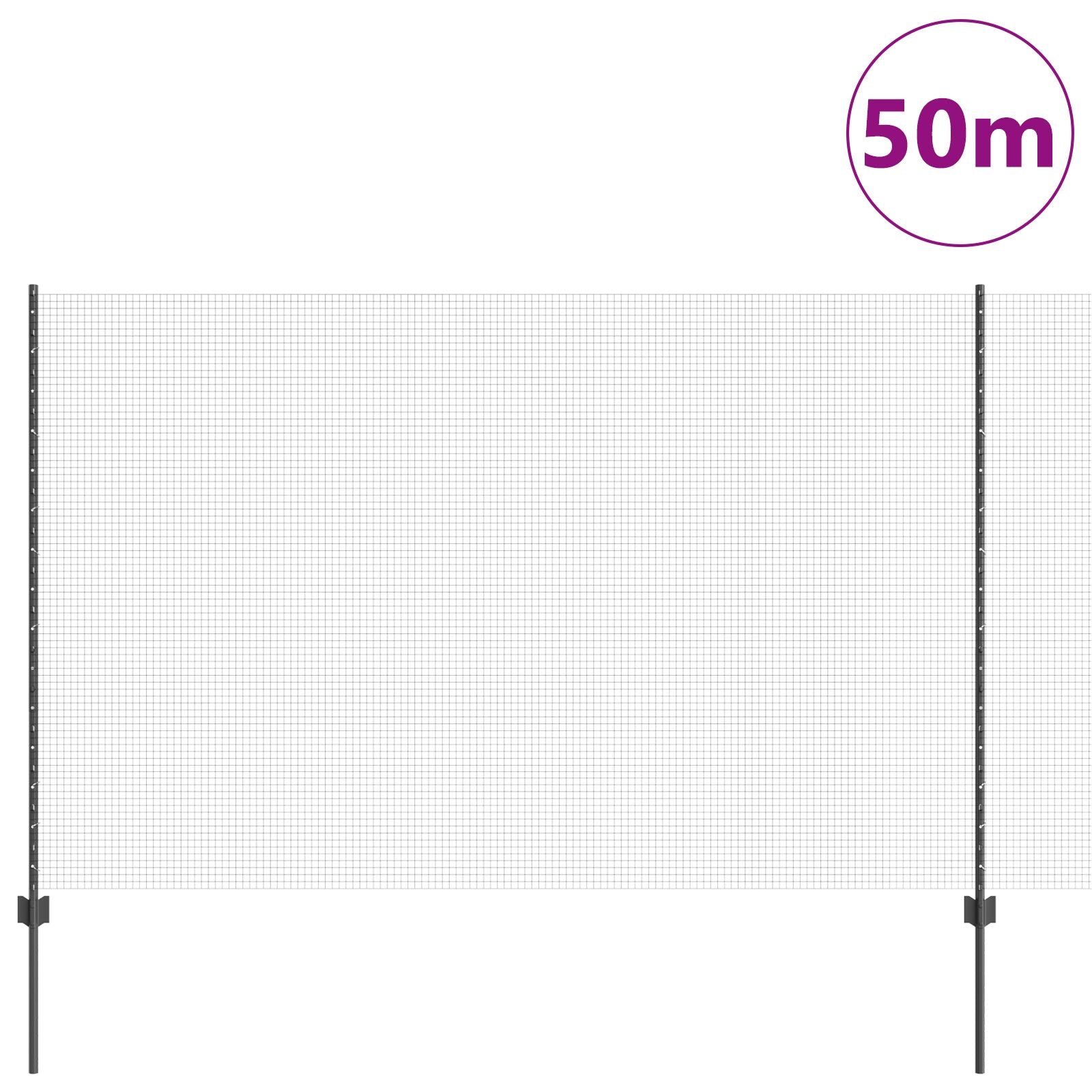 Gelast Draadhek Met 44 U Palen Grijs 1.5X50 M Staal
