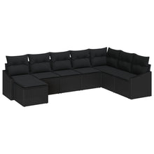 8 Delige Tuin Eettafelset Met Kussens Zwart Poly Rattan