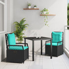 Tuinstoelenset 3-delig polyrattan zwart